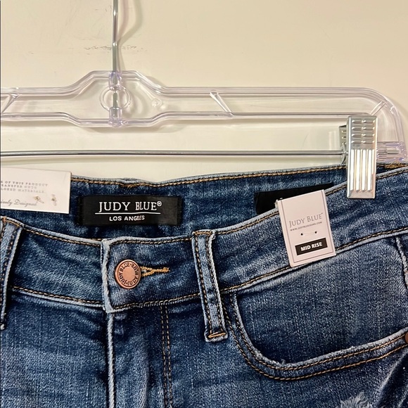 Judy Blue Medium Blue Distressed Ankle Jeans - Picture 2 of 11